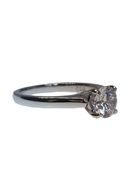 925 Sterling Silver 6.5mm 1.03ct Clear CZ Cathedral Setting Ring - The Ruth