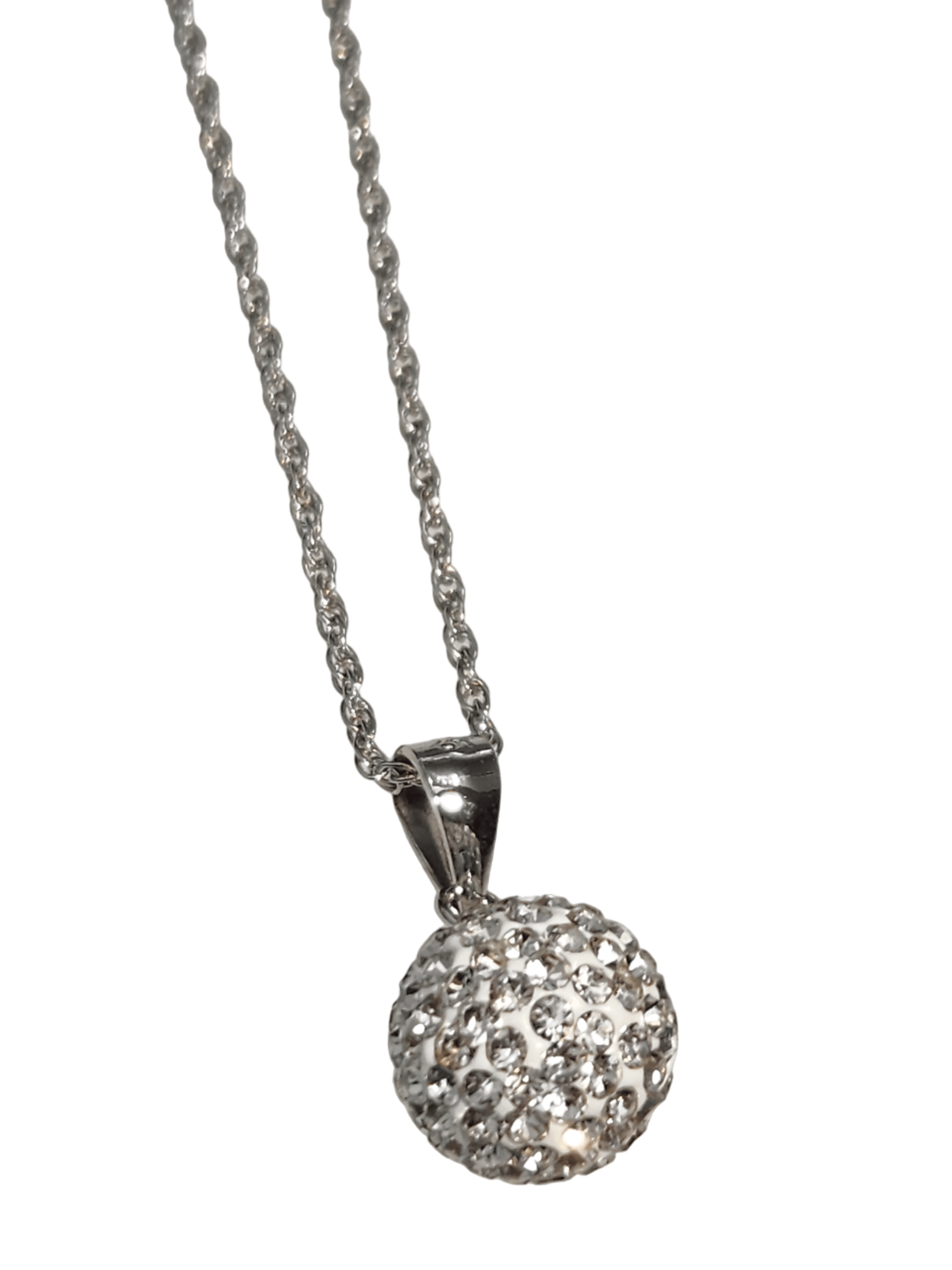 CHRISTY Crystal Pave' Ball Necklace in Silver